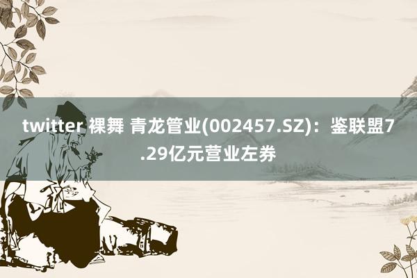 twitter 裸舞 青龙管业(002457.SZ)：鉴联盟7.29亿元营业左券