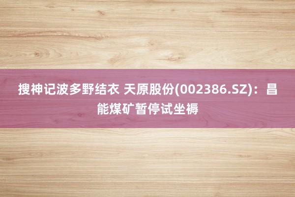 搜神记波多野结衣 天原股份(002386.SZ)：昌能煤矿暂停试坐褥