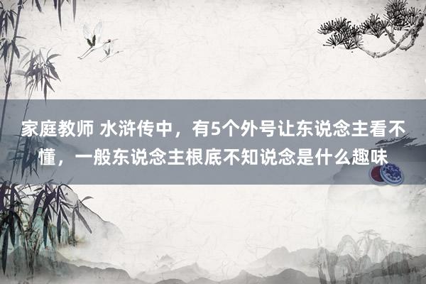 家庭教师 水浒传中，有5个外号让东说念主看不懂，一般东说念主根底不知说念是什么趣味