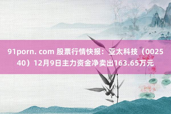 91porn. com 股票行情快报：亚太科技（002540）12月9日主力资金净卖出163.65万元