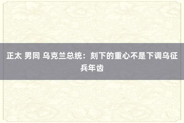 正太 男同 乌克兰总统：刻下的重心不是下调乌征兵年齿