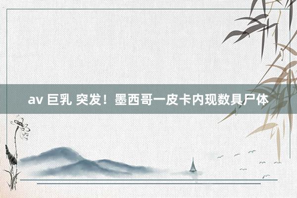 av 巨乳 突发！墨西哥一皮卡内现数具尸体