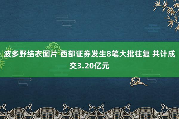 波多野结衣图片 西部证券发生8笔大批往复 共计成交3.20亿元