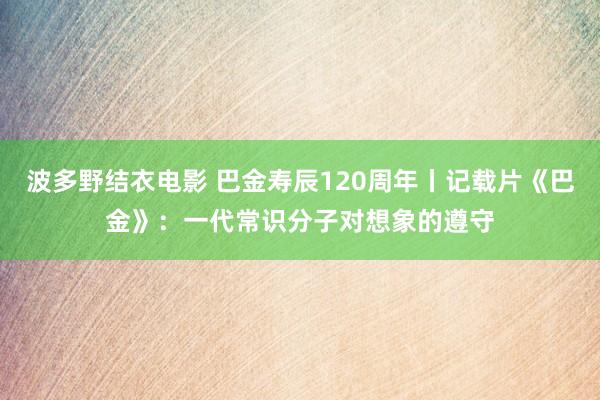 波多野结衣电影 巴金寿辰120周年丨记载片《巴金》：一代常识分子对想象的遵守