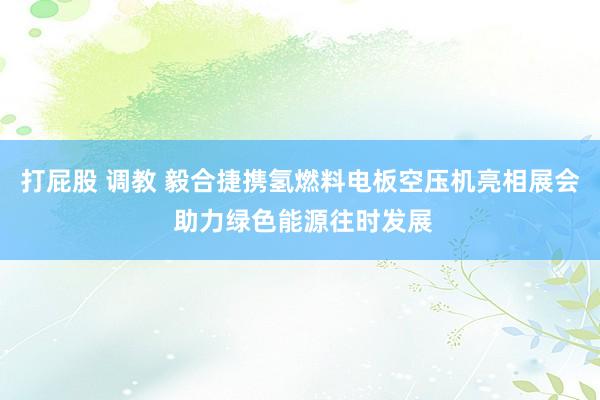 打屁股 调教 毅合捷携氢燃料电板空压机亮相展会 助力绿色能源往时发展