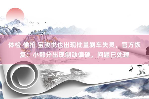 体检 偷拍 宝骏悦也出现批量刹车失灵，官方恢复：小部分出现制动偏硬，问题已处理