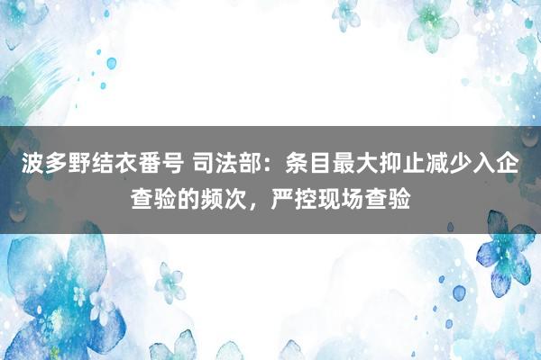 波多野结衣番号 司法部：条目最大抑止减少入企查验的频次，严控现场查验