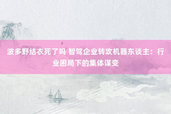 波多野结衣死了吗 智驾企业转攻机器东谈主：行业困局下的集体谋变