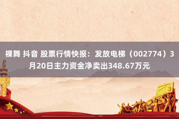 裸舞 抖音 股票行情快报：发放电梯（002774）3月20日主力资金净卖出348.67万元