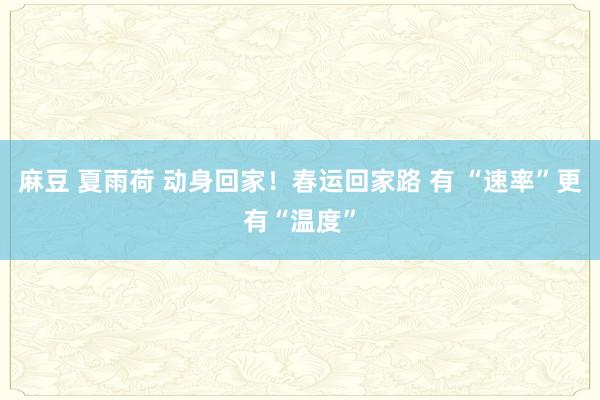 麻豆 夏雨荷 动身回家！春运回家路 有 “速率”更有“温度”