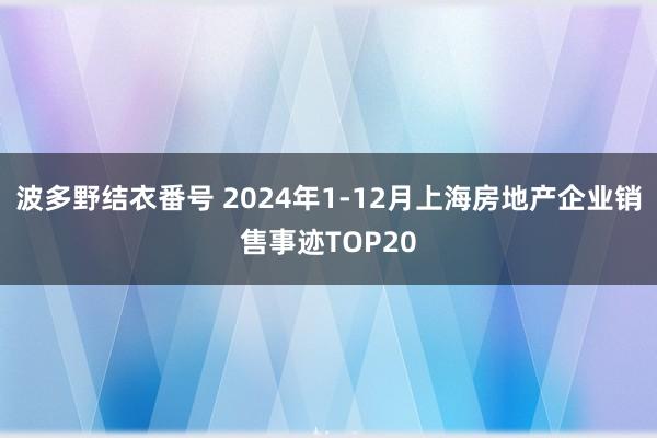 波多野结衣番号 2024年1-12月上海房地产企业销售事迹TOP20