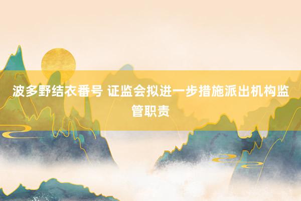 波多野结衣番号 证监会拟进一步措施派出机构监管职责