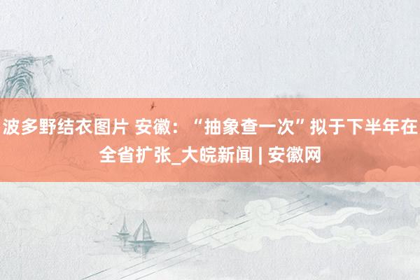 波多野结衣图片 安徽：“抽象查一次”拟于下半年在全省扩张_大皖新闻 | 安徽网