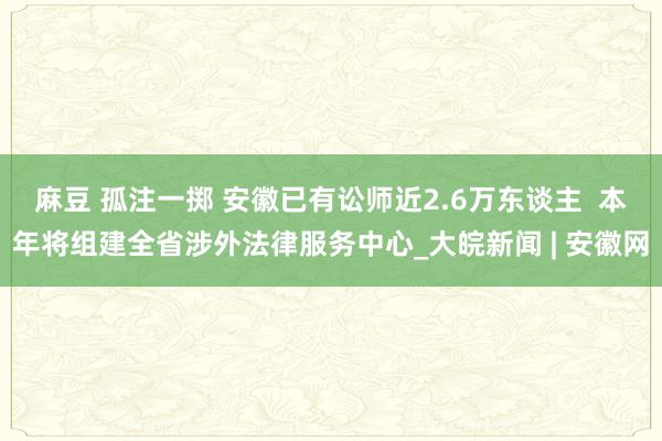 麻豆 孤注一掷 安徽已有讼师近2.6万东谈主  本年将组建全省涉外法律服务中心_大皖新闻 | 安徽网