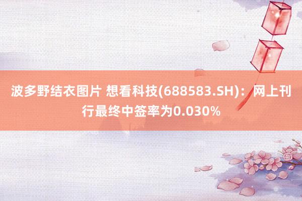 波多野结衣图片 想看科技(688583.SH)：网上刊行最终中签率为0.030%
