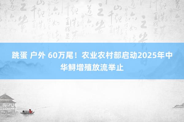 跳蛋 户外 60万尾！农业农村部启动2025年中华鲟增殖放流举止