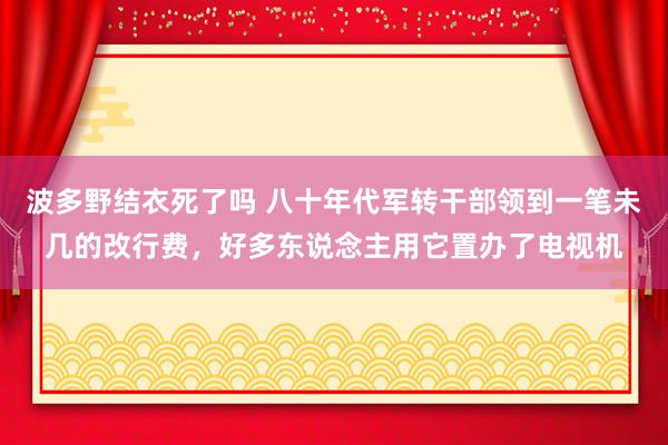 波多野结衣死了吗 八十年代军转干部领到一笔未几的改行费，好多东说念主用它置办了电视机