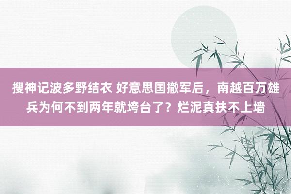 搜神记波多野结衣 好意思国撤军后，南越百万雄兵为何不到两年就垮台了？烂泥真扶不上墙