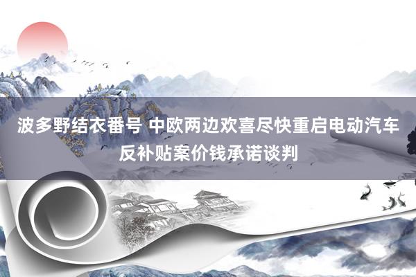 波多野结衣番号 中欧两边欢喜尽快重启电动汽车反补贴案价钱承诺谈判