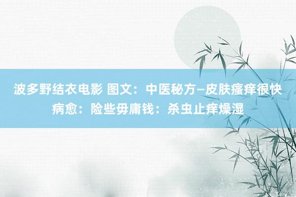 波多野结衣电影 图文：中医秘方—皮肤瘙痒很快病愈：险些毋庸钱：杀虫止痒燥湿