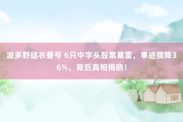 波多野结衣番号 6只中字头股票暴雷，事迹骤降36%，背后真相揭晓！