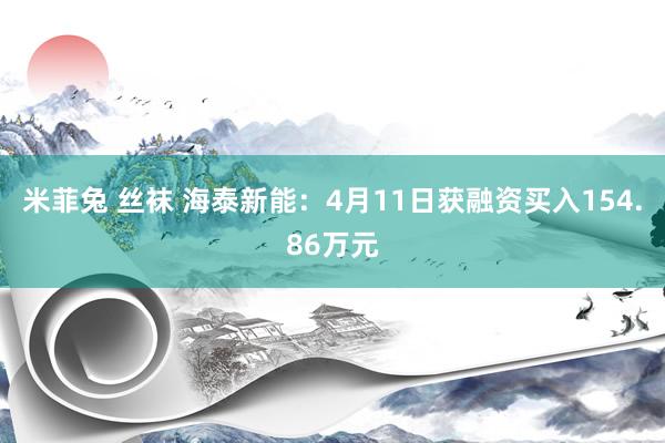 米菲兔 丝袜 海泰新能：4月11日获融资买入154.86万元