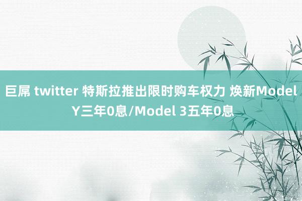 巨屌 twitter 特斯拉推出限时购车权力 焕新Model Y三年0息/Model 3五年0息