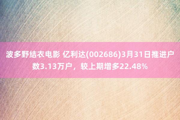 波多野结衣电影 亿利达(002686)3月31日推进户数3.13万户，较上期增多22.48%