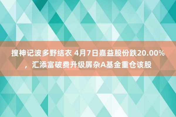 搜神记波多野结衣 4月7日嘉益股份跌20.00%，汇添富破费升级羼杂A基金重仓该股