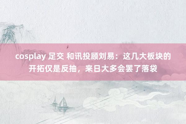 cosplay 足交 和讯投顾刘易：这几大板块的开拓仅是反抽，来日大多会罢了落袋