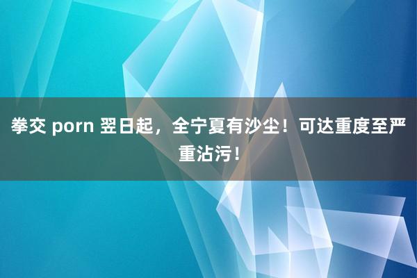 拳交 porn 翌日起，全宁夏有沙尘！可达重度至严重沾污！