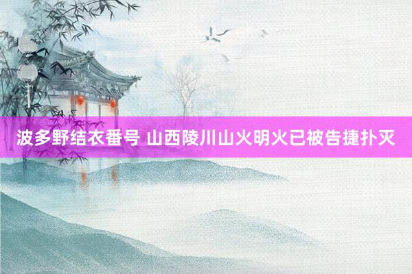 波多野结衣番号 山西陵川山火明火已被告捷扑灭