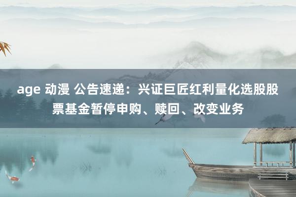 age 动漫 公告速递：兴证巨匠红利量化选股股票基金暂停申购、赎回、改变业务