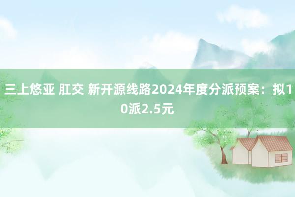 三上悠亚 肛交 新开源线路2024年度分派预案：拟10派2.5元