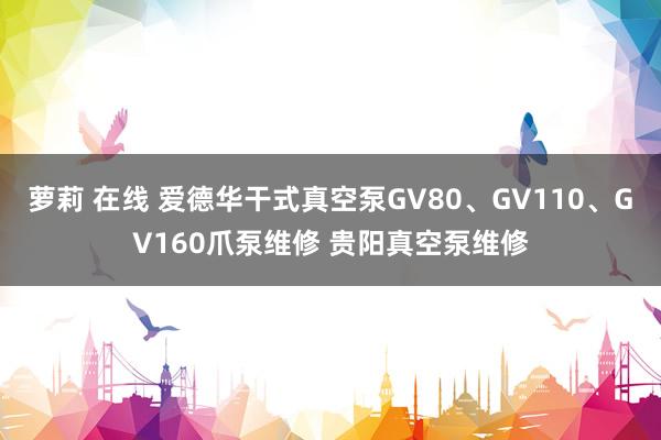 萝莉 在线 爱德华干式真空泵GV80、GV110、GV160爪泵维修 贵阳真空泵维修