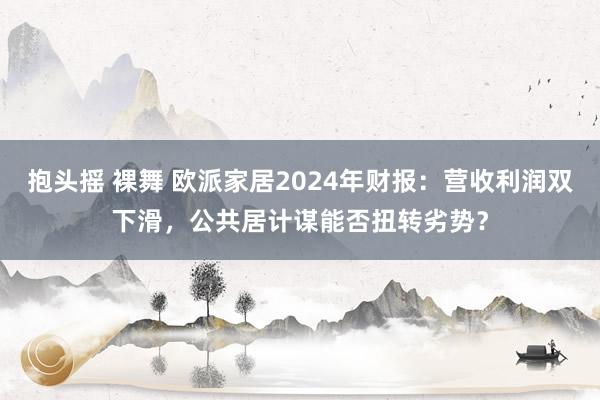 抱头摇 裸舞 欧派家居2024年财报：营收利润双下滑，公共居计谋能否扭转劣势？